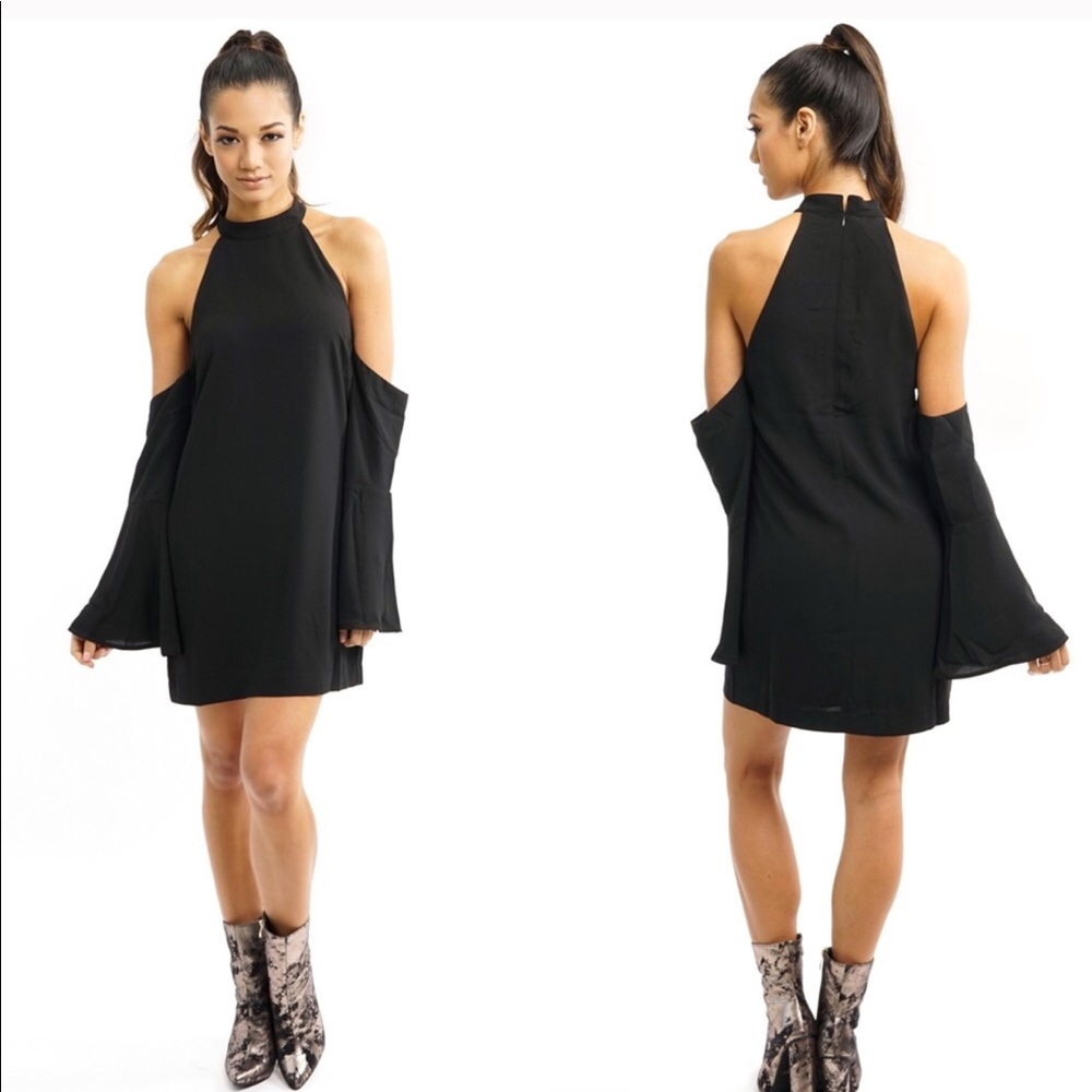 Halter a Tunic Wide Sleeve Mini Dress